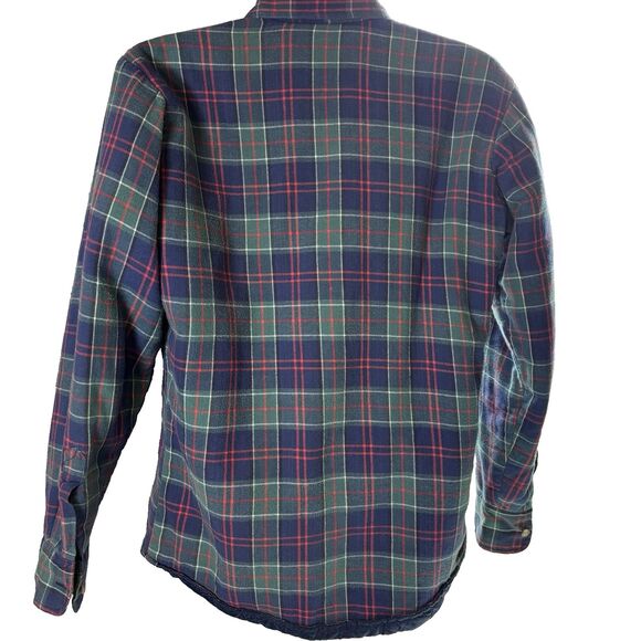 Vintage St. Johns Bay Quilt Lined Flannel Shirt Jacket Men's Green/Blue Plaid M - Picture 4 of 15